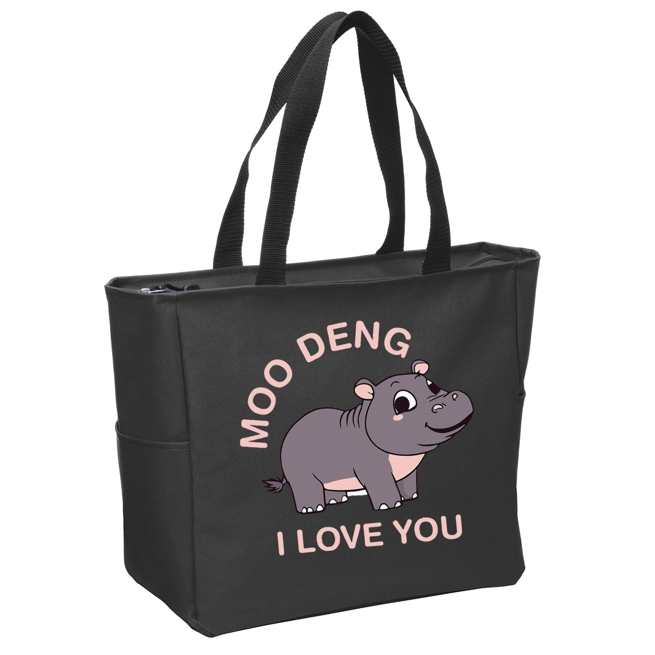 Moo Deng I Love You Zip Tote Bag