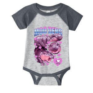 Moo Deng I Love You Heart The Famous Baby Pigmy Hippo Infant Baby Jersey Bodysuit