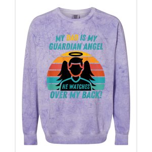 My Dad Is My Guardian Angel Retro Style Colorblast Crewneck Sweatshirt