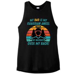 My Dad Is My Guardian Angel Retro Style Ladies PosiCharge Tri-Blend Wicking Tank