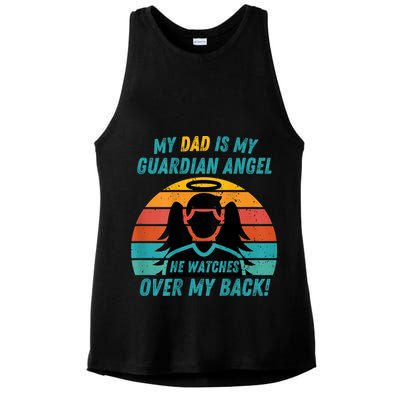 My Dad Is My Guardian Angel Retro Style Ladies PosiCharge Tri-Blend Wicking Tank