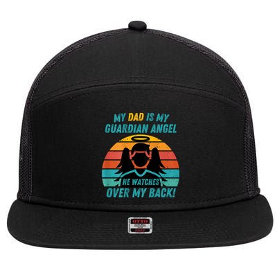 My Dad Is My Guardian Angel Retro Style 7 Panel Mesh Trucker Snapback Hat