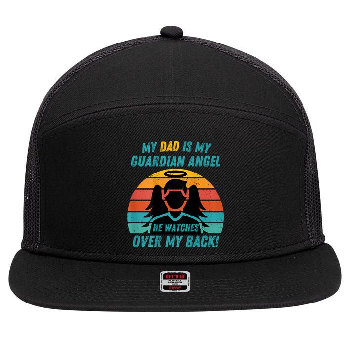 My Dad Is My Guardian Angel Retro Style 7 Panel Mesh Trucker Snapback Hat