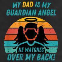 My Dad Is My Guardian Angel Retro Style 7 Panel Mesh Trucker Snapback Hat
