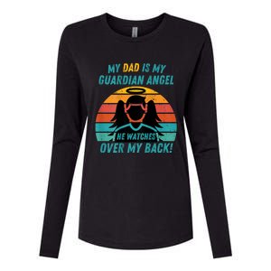 My Dad Is My Guardian Angel Retro Style Womens Cotton Relaxed Long Sleeve T-Shirt