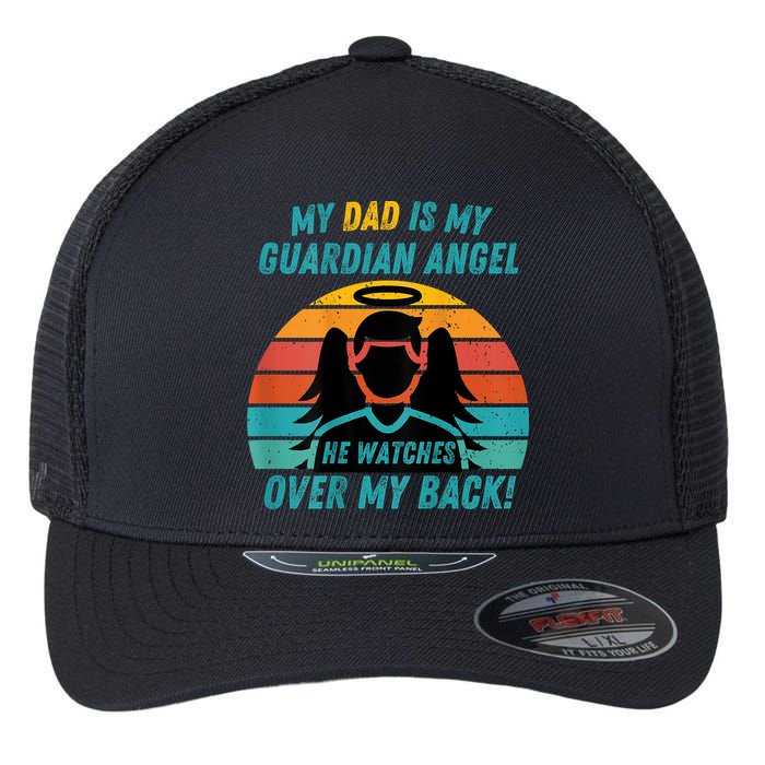 My Dad Is My Guardian Angel Retro Style Flexfit Unipanel Trucker Cap