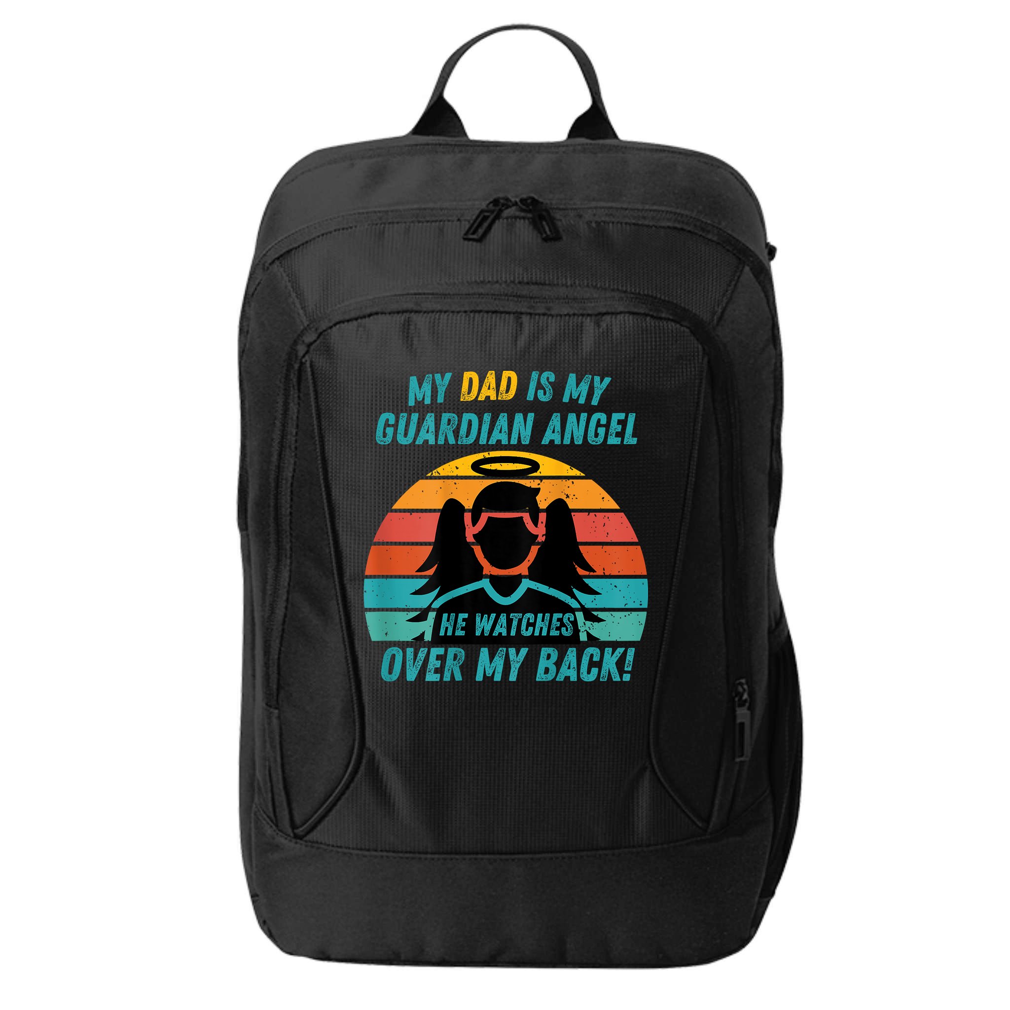 My Dad Is My Guardian Angel Retro Style City Backpack