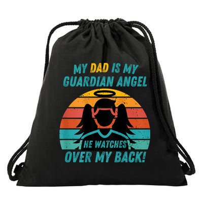 My Dad Is My Guardian Angel Retro Style Drawstring Bag