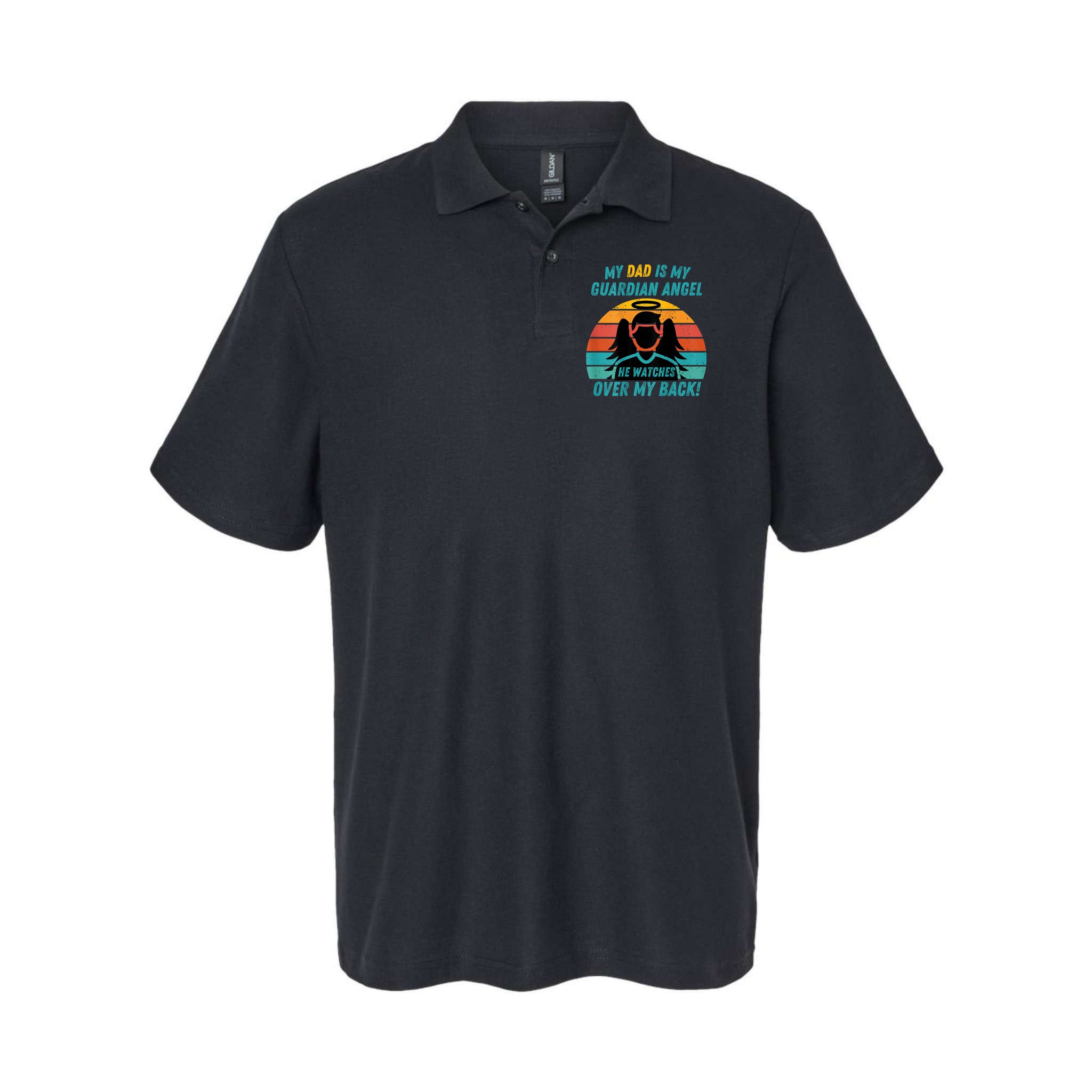 My Dad Is My Guardian Angel Retro Style Polo