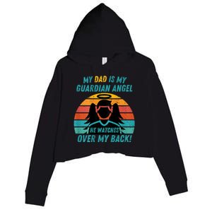 My Dad Is My Guardian Angel Retro Style Crop Fleece Hoodie