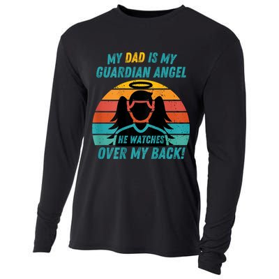 My Dad Is My Guardian Angel Retro Style Cooling Performance Long Sleeve Crew