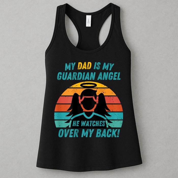 My Dad Is My Guardian Angel Retro Style Womens Tank Top