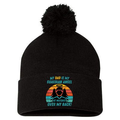 My Dad Is My Guardian Angel Retro Style Pom Pom 12in Knit Beanie