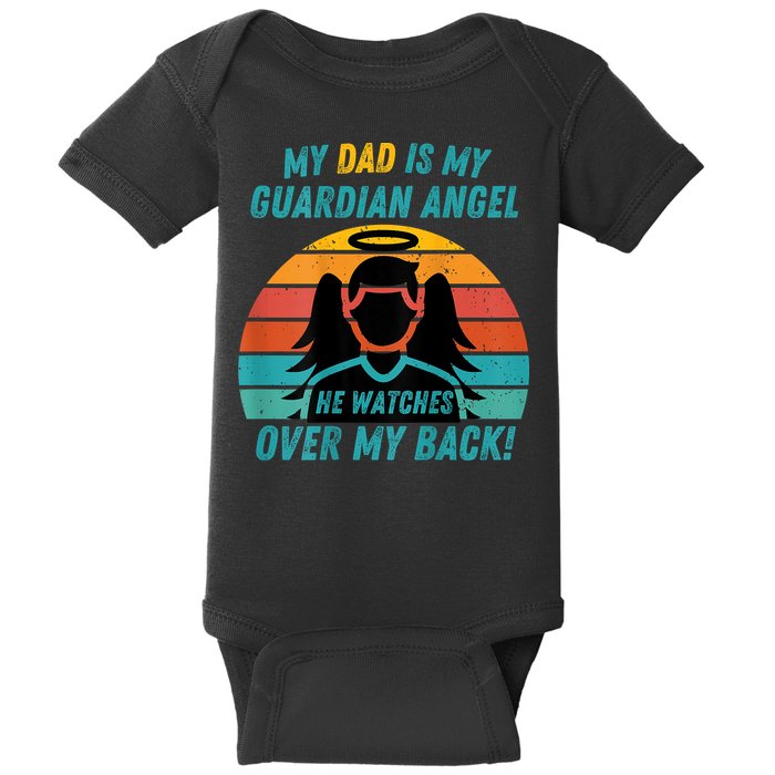 My Dad Is My Guardian Angel Retro Style Baby Bodysuit
