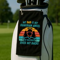 My Dad Is My Guardian Angel Retro Style Golf Towel