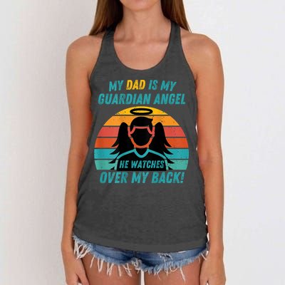 My Dad Is My Guardian Angel Retro Style Women's Knotted Racerback Tank