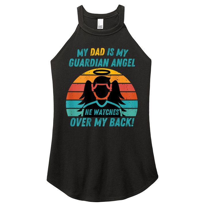 My Dad Is My Guardian Angel Retro Style Women's Perfect Tri Rocker Tank