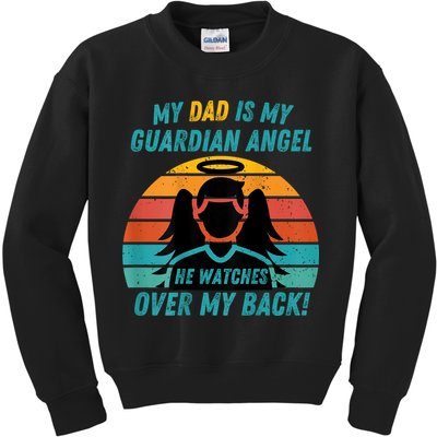 My Dad Is My Guardian Angel Retro Style Kids Sweatshirt
