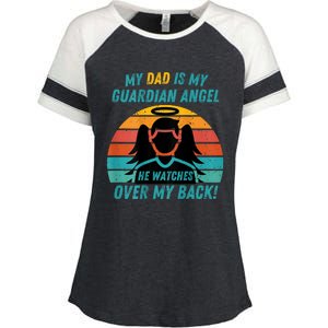 My Dad Is My Guardian Angel Retro Style Enza Ladies Jersey Colorblock Tee