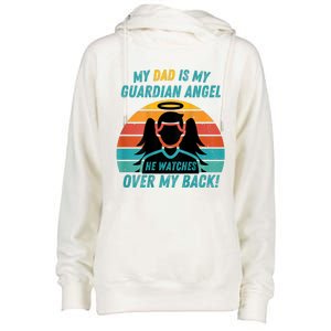 My Dad Is My Guardian Angel Retro Style Womens Funnel Neck Pullover Hood