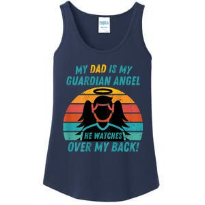 My Dad Is My Guardian Angel Retro Style Ladies Essential Tank