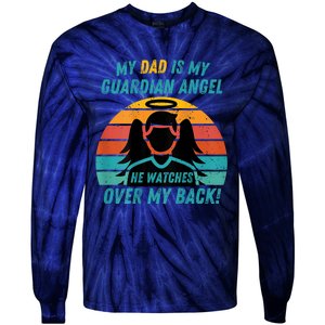 My Dad Is My Guardian Angel Retro Style Tie-Dye Long Sleeve Shirt