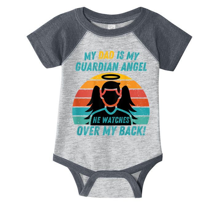 My Dad Is My Guardian Angel Retro Style Infant Baby Jersey Bodysuit