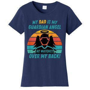 My Dad Is My Guardian Angel Retro Style Women's T-Shirt