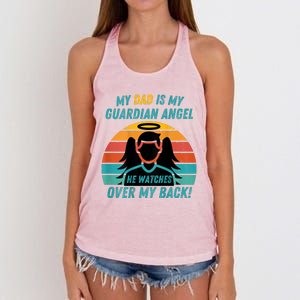 My Dad Is My Guardian Angel Retro Style Women's Knotted Racerback Tank