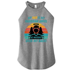 My Dad Is My Guardian Angel Retro Style Women's Perfect Tri Rocker Tank