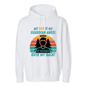 My Dad Is My Guardian Angel Retro Style Garment-Dyed Fleece Hoodie