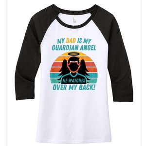 My Dad Is My Guardian Angel Retro Style Women's Tri-Blend 3/4-Sleeve Raglan Shirt