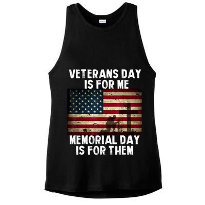 Memorial Day Is For Them Veteran's Day Is For Me Veteran Ladies PosiCharge Tri-Blend Wicking Tank