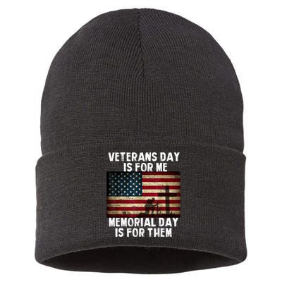 Memorial Day Is For Them Veteran's Day Is For Me Veteran Sustainable Knit Beanie