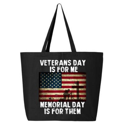 Memorial Day Is For Them Veteran's Day Is For Me Veteran 25L Jumbo Tote