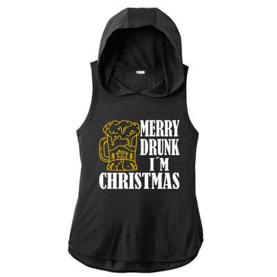 Merry Drunk I´M Christmas Beer Gift Ladies PosiCharge Tri-Blend Wicking Draft Hoodie Tank