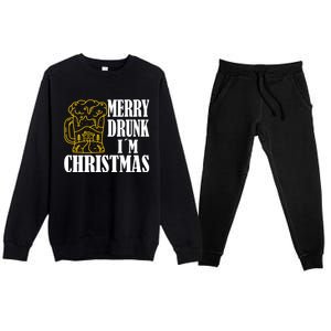 Merry Drunk I´M Christmas Beer Gift Premium Crewneck Sweatsuit Set