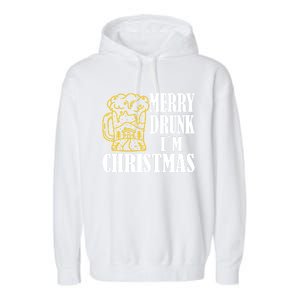 Merry Drunk I´M Christmas Beer Gift Garment-Dyed Fleece Hoodie