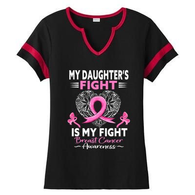 My Daughter Is A Survivor Breast Cancer Awareness Ladies Halftime Notch Neck Tee