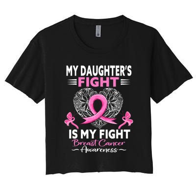 My Daughter Is A Survivor Breast Cancer Awareness Women's Crop Top Tee