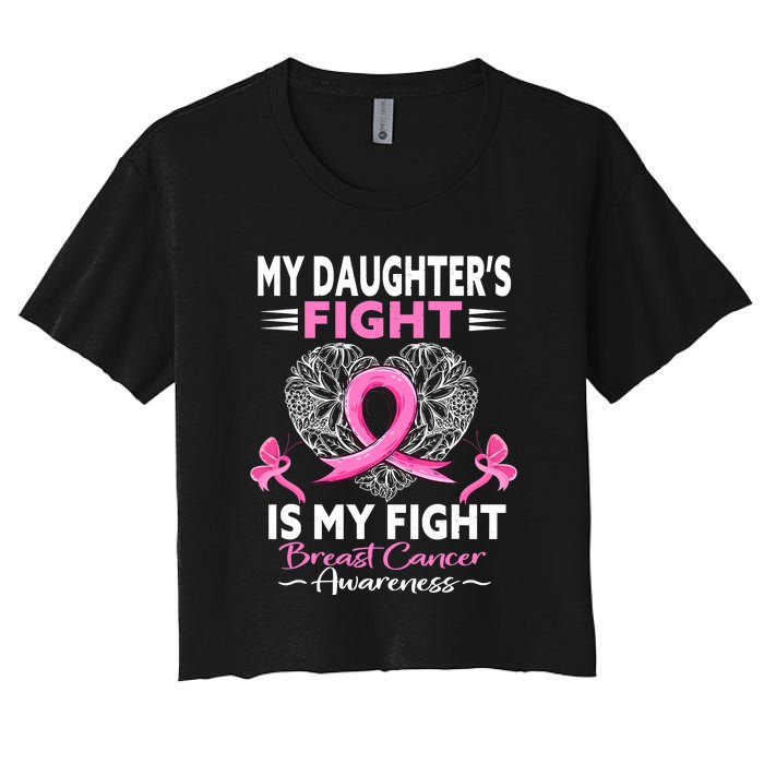 My Daughter Is A Survivor Breast Cancer Awareness Women's Crop Top Tee