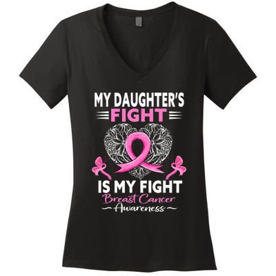 My Daughter Is A Survivor Breast Cancer Awareness Women's V-Neck T-Shirt