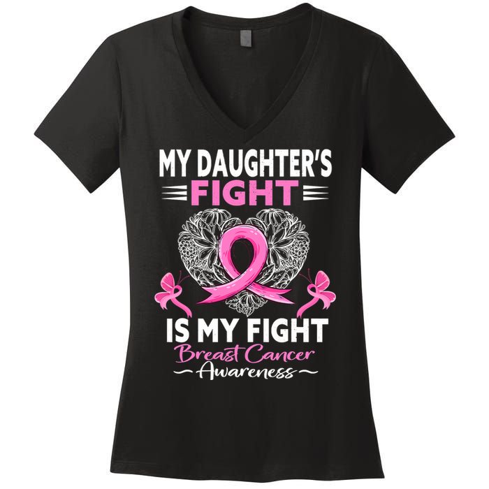 My Daughter Is A Survivor Breast Cancer Awareness Women's V-Neck T-Shirt