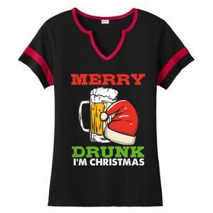 Merry Drunk I’M Christmas Funny Xmas Ing Pun Gift Ladies Halftime Notch Neck Tee