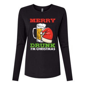 Merry Drunk I’M Christmas Funny Xmas Ing Pun Gift Womens Cotton Relaxed Long Sleeve T-Shirt