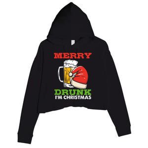 Merry Drunk I’M Christmas Funny Xmas Ing Pun Gift Crop Fleece Hoodie