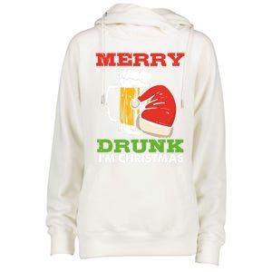 Merry Drunk I’M Christmas Funny Xmas Ing Pun Gift Womens Funnel Neck Pullover Hood