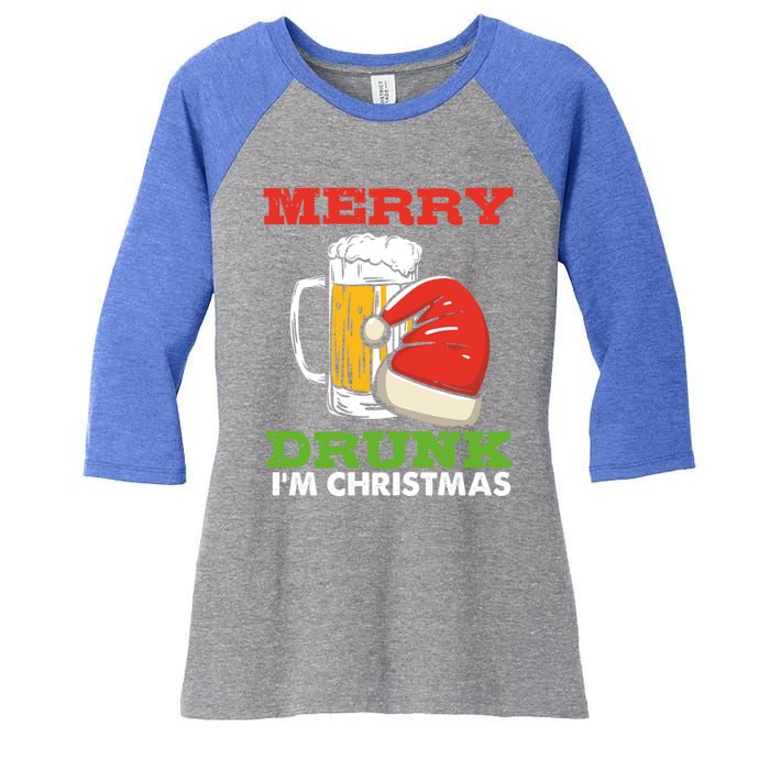 Merry Drunk I’M Christmas Funny Xmas Ing Pun Gift Women's Tri-Blend 3/4-Sleeve Raglan Shirt