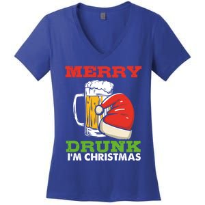 Merry Drunk I’M Christmas Funny Xmas Ing Pun Gift Women's V-Neck T-Shirt