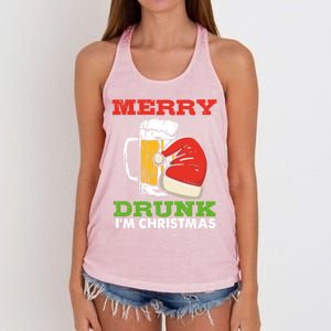 Merry Drunk I’M Christmas Funny Xmas Ing Pun Gift Women's Knotted Racerback Tank